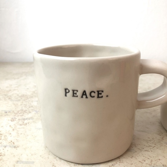 Rae Dunn by MangetaType Print Peace & Wisdom Set 2 Mugs Beige - Picture 7 of 8